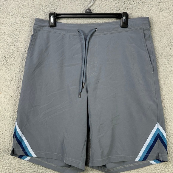 Fair Harbor Mens Swim Trunks Shorts Large‎ Gray Lined Drawstring Stretch Pocket